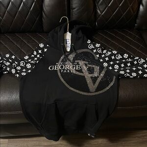 Black Hoodie with Patterned Sleeves